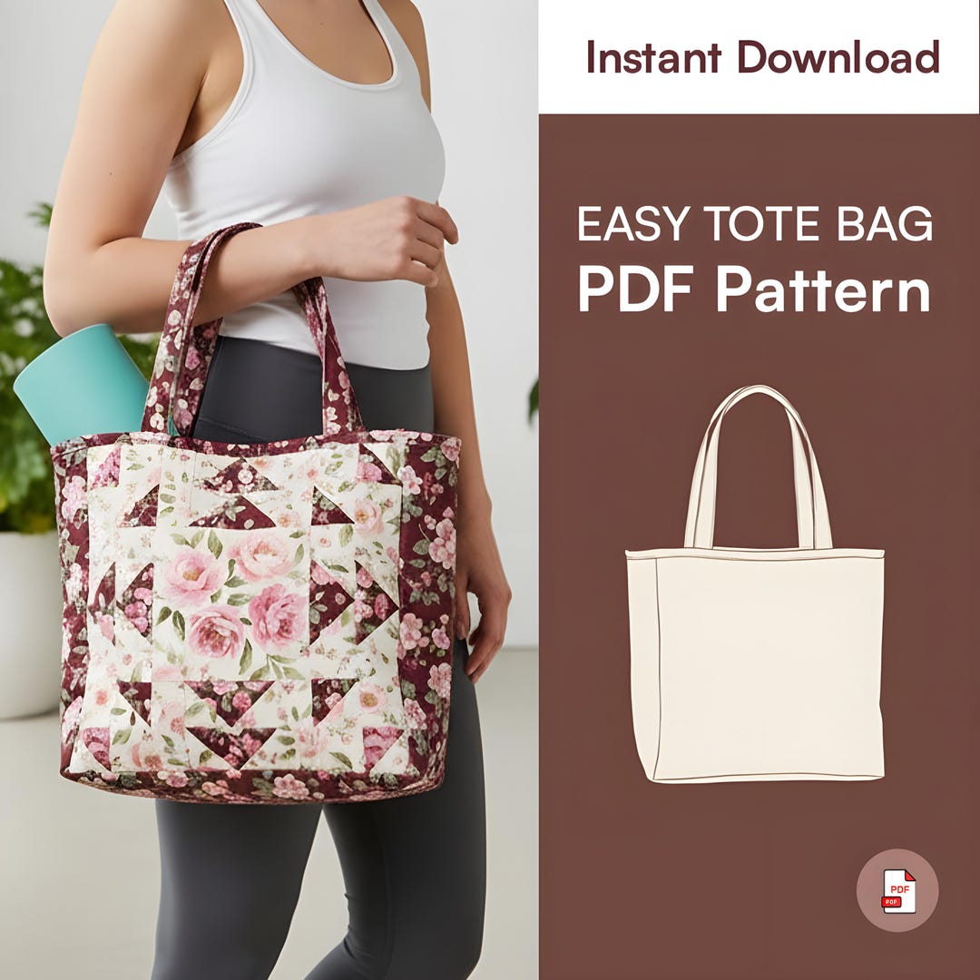 Quilted Tote Bag Sewing Pattern | Beginner DIY Market Bag (PDF) - Etsy