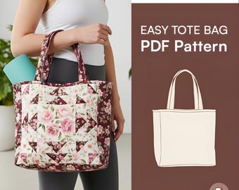 Quilted Tote Bag Sewing Pattern | Beginner DIY Market Bag (PDF)