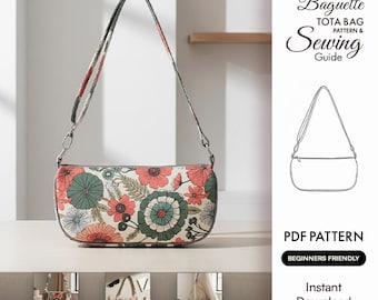 Baguette Bag PDF Sewing Pattern Beginner Friendly Crossbody Shoulder Bag DIY Purse Pattern Instant Digital Download
