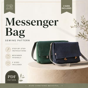 PDF-sömnadsmönster för axelväska, 2 storlekar, DIY-handledning för axelväska, justerbar axelrem, PDF-nedladdning direkt
