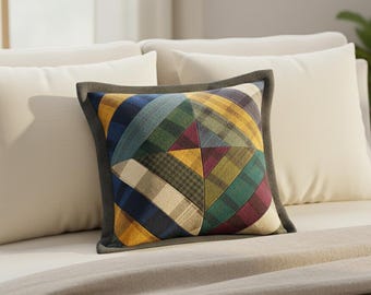 Pineapple Block Pillow Quilt Pattern, Modern Patchwork Cushion Cover, Digital Download, Geometric Quilt Design, Home Decor, Easy Sewing