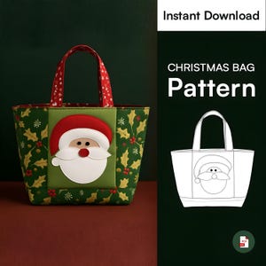 Molde para sacola de presentes do Papai Noel | Faça você mesmo sua sacola de Natal (PDF para download imediato)