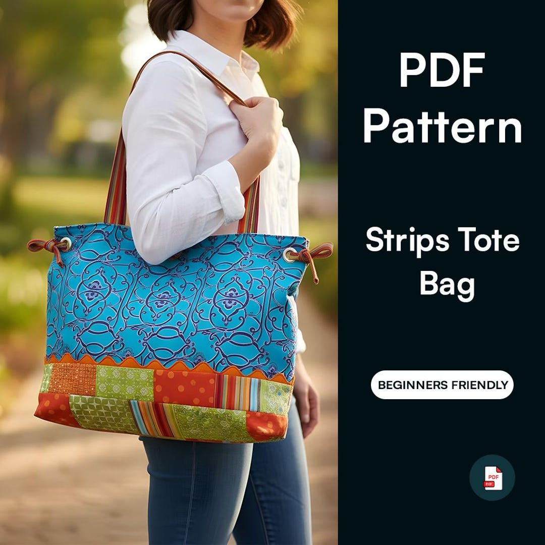 Strips Tote Shoulder Bag PDF Pattern | Easy Sewing Tutorial (instant ...
