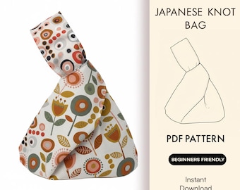Japanese Knot Reversible Bag Sewing Pattern, Easy DIY Wrist Bag PDF | Instant Download