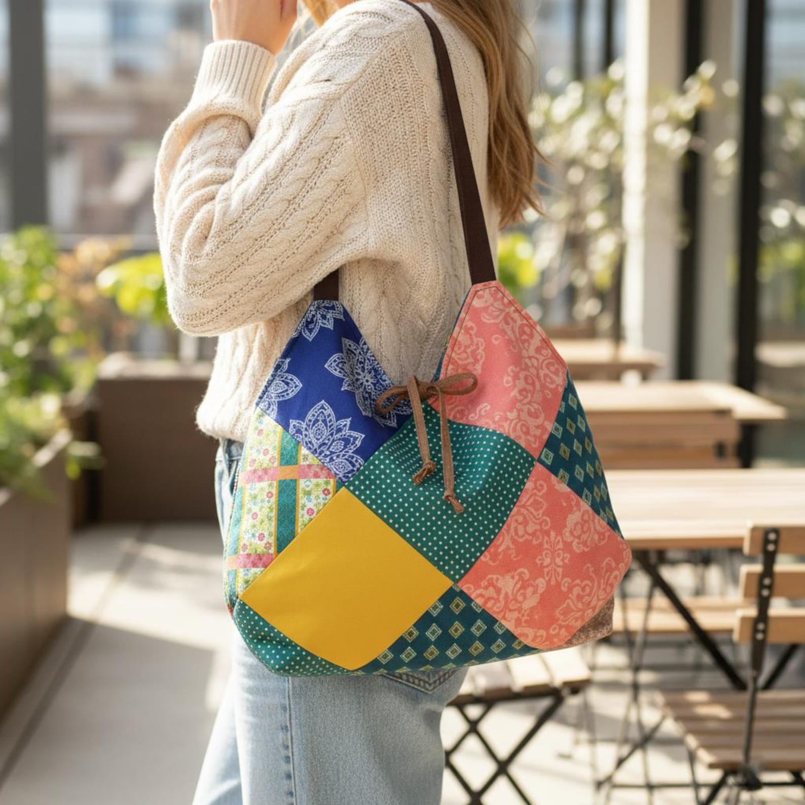 Bohemian Patchwork Tote Bag Pattern Tutorial | Quilted Handmade ...