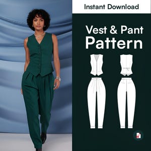 Waistcoat Vest and Pants Sewing Pattern, Tailored Ensemble XXS-XXXL (PDF)