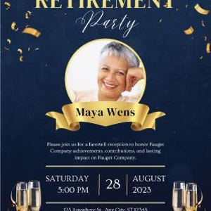 Elegant Black and Gold Retirement Party Invitation – Customizable Digital Invite Template - Gold foil retirement invitation - Printable PDF