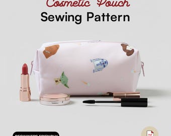 Quilted Cosmetic Bag Sewing Pattern | Zipper Pouch (PDF Pattern)