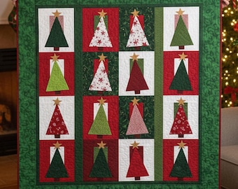 Christmas Tree Quilt Pattern | Scrappy Holiday Star Block (PDF Pattern)