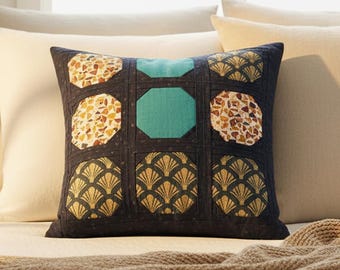 Modern Art Deco Throw Pillow Quilt Pattern | Geometric Terrazzo Accent Pillow | Mid Century Modern Quilted PDF | Digital Download