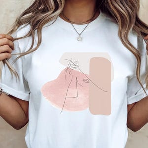 Face Line Art T-Shirt Abstract Woman Elegant T-Shirt Women Shirt Birthday&#39;s Shirt Minimalist Modern Fashion Artistic Graphic Tee