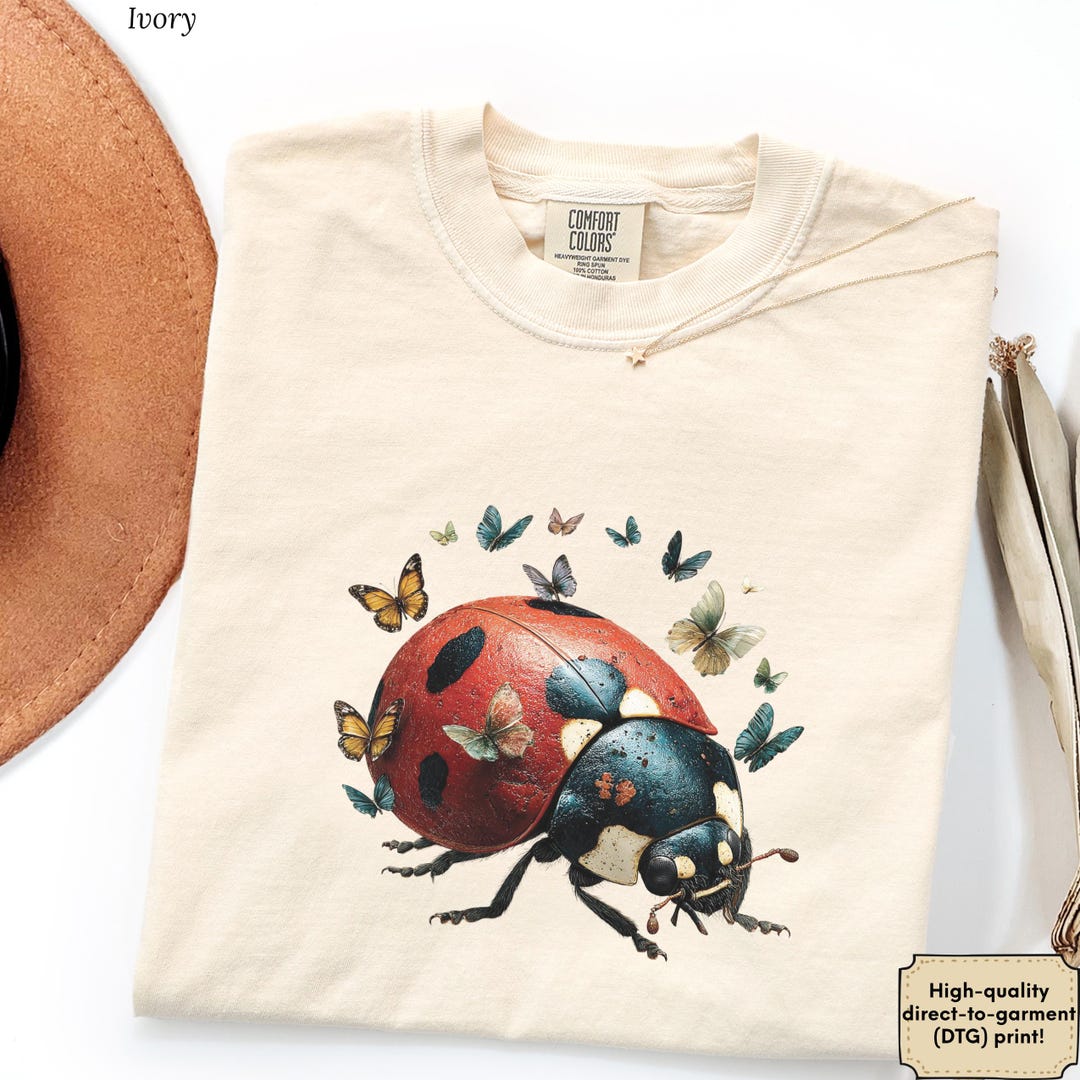 Cottagecore Ladybug Butterfly T-shirt Women Spring Tee Boho Ladybug ...