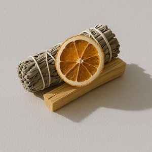 White Sage Smudge Smudge Smudge Kit mit Palo Santo Sticks & getrockneter Orange - Reinigungsgeschenk für Housewarming, Hexenwerk