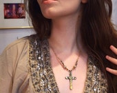 Art History Cross with crystal beading and chain