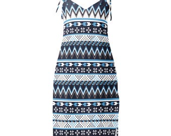 Cavalier Colors Aztec Tie-strap midi dress