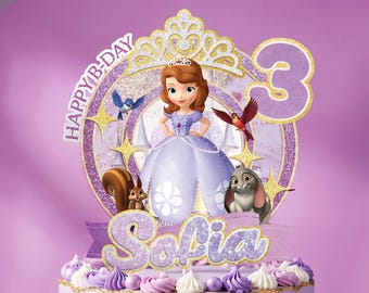 Editable Princess Sofia Cake Topper, The First Birthday Cake Topper, Royal Party Decor, Printable Cake Topper, Digital Download