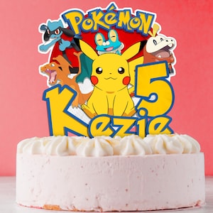 Printable Poke Birthday Cake Topper | Customizable Poke Party Mon Cake topper | Cake Topper Pika Mon Chu Party