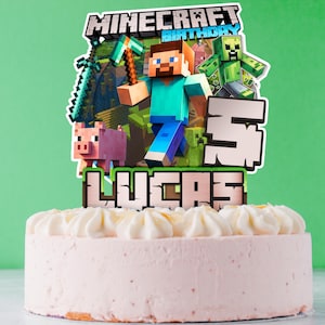 Druckbarer Bastelspiel Mine Geburtstagskuchenaufsatz | Anpassbarer Mine Bastelkuchenaufsatz | Kuchenaufsatz Mine Videospiel Bastelparty