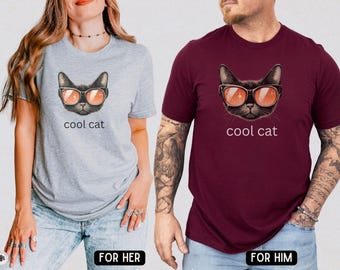 Cooles Katzen-Grafik-T-Shirt, Retro Vintage minimalistisches Katzen-Shirt, Hipster-Katzenliebhaber-Geschenk, lustiges Katzen-T-Shirt, trendiges Tiergrafik-Top
