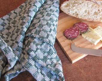Artisan Handmade Hand Woven Kitchen Dish Towel for Baking & Cooking, Green Rustic Modern Farmhouse Country Cottage Foodie Gourmet Chef Gift