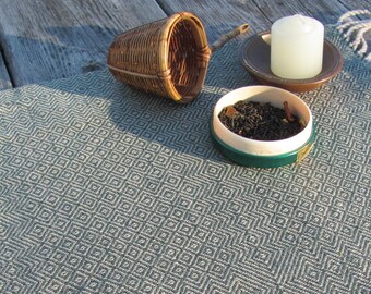 Woodland Garden Zen Altar Cloth, Tea Tray Table Mat, Handmade Hand Woven in Green for Earth Element Feng Shui, Meditation, Spiritual Renewal