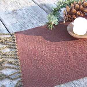 Fire Spirit Burgundy Red Altar Mat Cloth for Prayer Blessings, Meditation, Feng Shui Earth Element, Pagan Wiccan Rituals, Artisan Hand Woven image 1