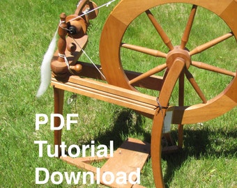 Handmade Yarn Hand Spinning Tutorial, Beginner Handspinning Instructions, Treadle Wheel Learn How to Spin Yarn Class, Digital Download PDF