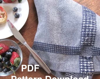 Hand Woven Kitchen Dish Tea Towels Weaving Pattern Draft PDF, 4H Harness Shaft Table or Floor Loom Handweaving Tutorial Digital Download
