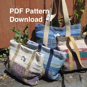 Hand Weaving Pattern Draft for Recycled Rag Cloth Purse, 4H Harness Shaft Floor Loom Hand Woven Tote Bag PDF Download Tutorial Instructions