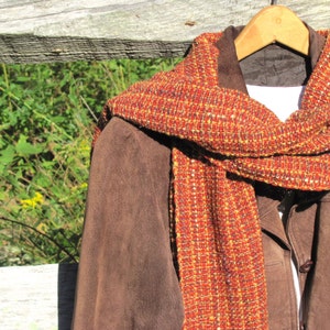 Etsy's Pick Copper Gold Burnt Orange Scarf, Artisan Hand Woven Oversized Long Mens Womens Autumn Colors Fire Element Spiritual Gift image 4