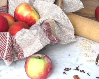 Foodie Gift, Chef Gift, Baking Cooking Gift, Mom Gourmet Gift, Rustic French Country Modern Farmhouse Kitchen Decor, Red Cotton Dish Towel