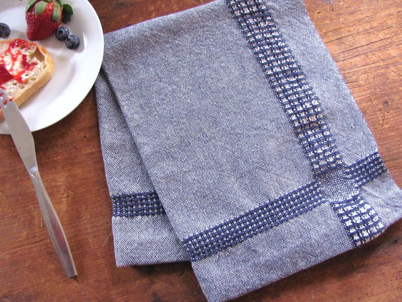 Indigo Navy Blue Kitchen Dish Towel, Artisan Handmade Hand Woven for Home Baking, Cooking, Gourmet Chef, Foodie Gift, Nautical Beach Decor image 4