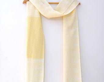 Etsy's Pick Artisan Handmade Hand Woven Scarf, Modern Casual Urban Prayer Meditation Shawl, Sunny Lemon Yellow Lightweight Om Yoga Accessory