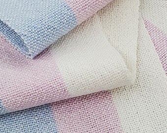 Blue Pink White Stripe Scarf, Handmade Artisan Hand Woven Transgender Pride Unisex Slow Fashion Clothing Accessory, LGBTQIA+ Statement Style