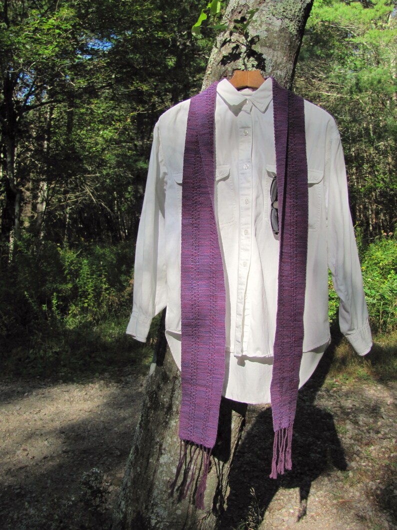 Deep Purple, Amethyst Plum, Lavender & Pink Scarf, Yoga, Spiritual Meditation Prayer Stole, Artisan Handmade Hand Woven Cotton Lace Stripe image 6