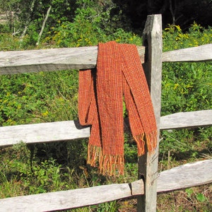 Etsy's Pick Copper Gold Burnt Orange Scarf, Artisan Hand Woven Oversized Long Mens Womens Autumn Colors Fire Element Spiritual Gift image 7