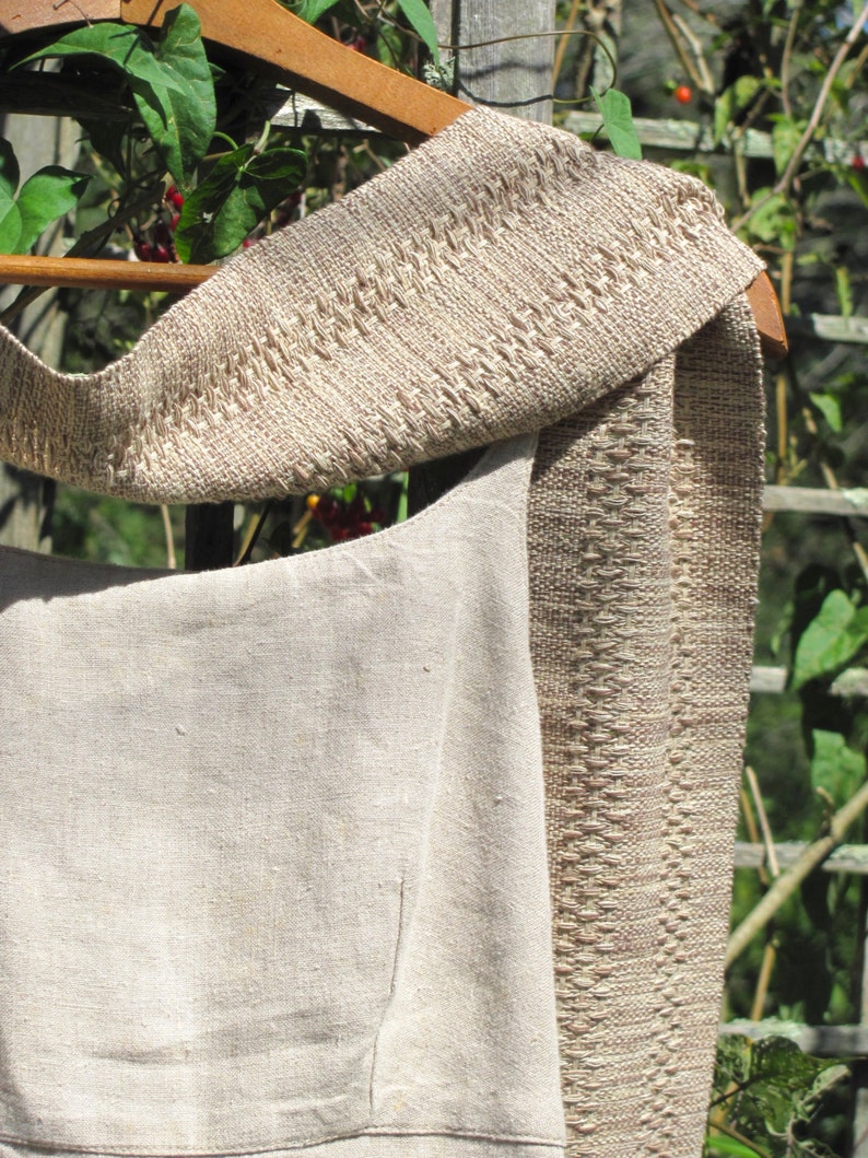 Zen Serenity Sandy Beige Brown Scarf, Artisan Handmade Hand Woven in Lace Stripe Light Cotton, Simple Coastal Beach Style by Amy C Lund image 7