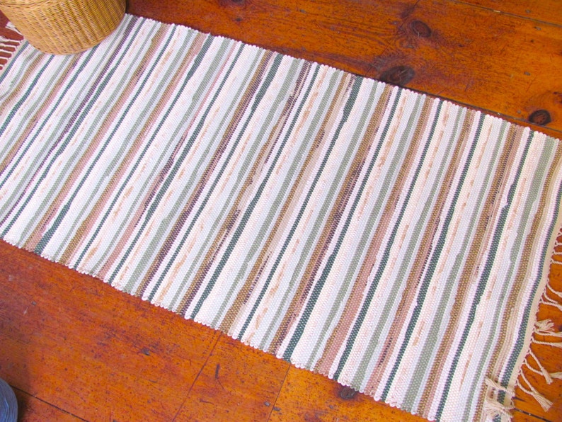 Cotton Rag Rug Runner Artisan Woven Woodland Forest Green Etsy