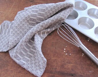 Artisan Hand Woven Cotton Kitchen Dish Towel, Chef Baking Cooking Gift, Gray & White French Country Modern Farmhouse Coastal Beach Cookware