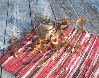 Fire Element Altar Cloth, Table Mat Square, Handmade Hand Woven in Burgundy Wine Cranberry Red Brown for Spiritual, Zen, Feng Shui Decor