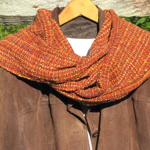 Etsy's Pick Copper Gold Burnt Orange Scarf, Artisan Hand Woven Oversized Long Mens Womens Autumn Colors Fire Element Spiritual Gift image 1