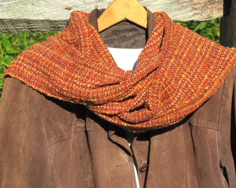 Etsy's Pick! Copper Gold Burnt Orange Scarf, Artisan Hand Woven Oversized Long Mens Womens Autumn Colors Fire Element Spiritual Gift