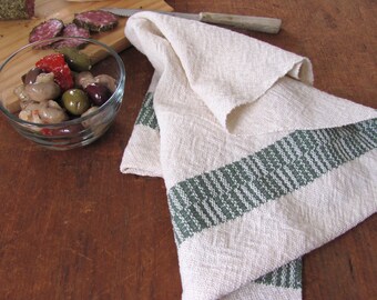 Handmade Modern Farmhouse Kitchen Dish Towel, Artisan Woven in Parsley Green, Rustic French Country Cooking Baking Gourmet Cook Chef Gift