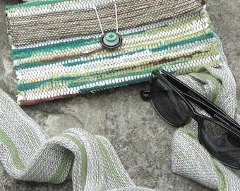 Boho Cloth Wallet Clutch Purse, Small Handmade Woven Fabric Pouch, Eco Recycled Upcycled Zero Waste Green Travel Cosmetic Envelope Purse