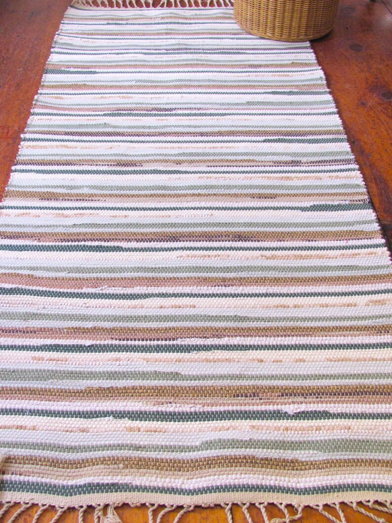 Cotton Rag Rug Runner Artisan Woven Woodland Forest Green Etsy