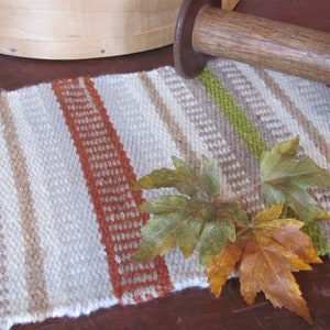 Etsy's Pick Autumn Fall Harvest Decor Table Runner, Rustic Primitive Cabin Modern Farmhouse Thanksgiving Artisan Hand Woven Wool Table Mat image 1