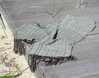 Etsy's Pick! Soothing Sage Green and Black Scarf, Handmade Artisan Hand Woven Men's or Women's Outdoor Style Slow Fashion Accessory