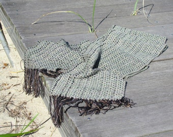 Etsy's Pick! Soothing Sage Green and Black Scarf, Handmade Artisan Hand Woven Mens or Womens Outdoor Accessory Gift for Spiritual Growth