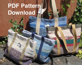 Hand Weaving Pattern Draft for Recycled Rag Cloth Purse, 4H Harness Shaft Floor Loom Hand Woven Tote Bag PDF Download Tutorial Instructions