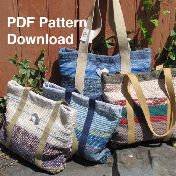 Hand Weaving Pattern Draft for Recycled Rag Cloth Purse, 4H Harness Shaft Floor Loom Hand Woven Tote Bag PDF Download Tutorial Instructions